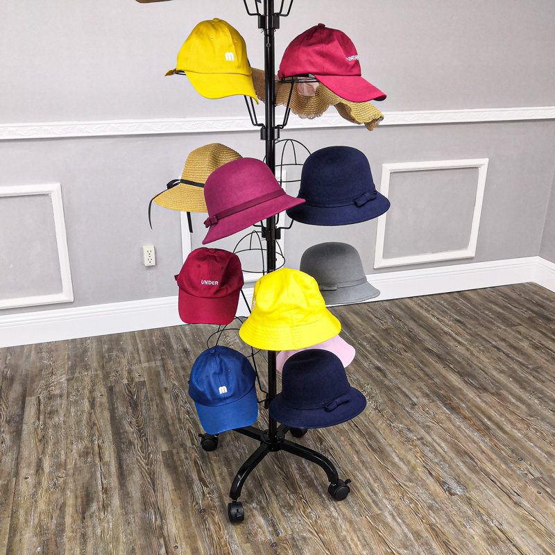 Rebrilliant 6 Tier 24 Hat Rotating Hat Display Rack Free Standing Headwear Wig Rack Metal Floor Rack for Caps Wayfair